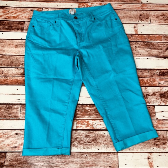 St. John's Bay Pants - Teal Denim Capris 16W